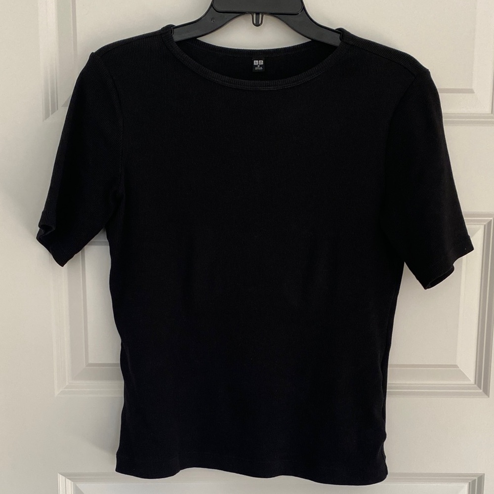 UNIQLO Boat Neck Ribbed T-Shirt | Half Sleeve
